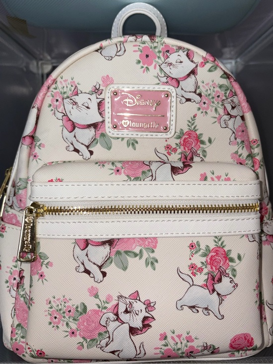 Loungefly Handbags - RARE! Pre Funko Heart Tag Pink & Cream Marie Floral Mini Backpack